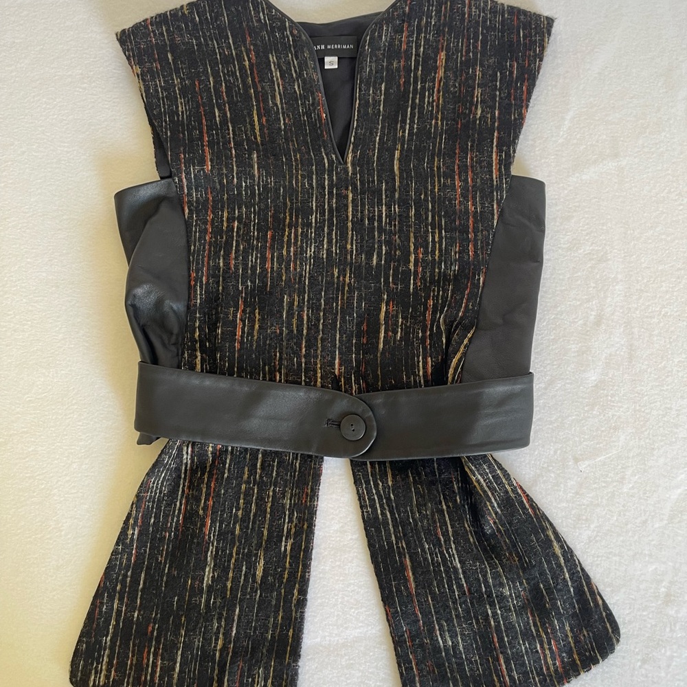 Sleeveless Vest Top with Leather Belt Unique Designer